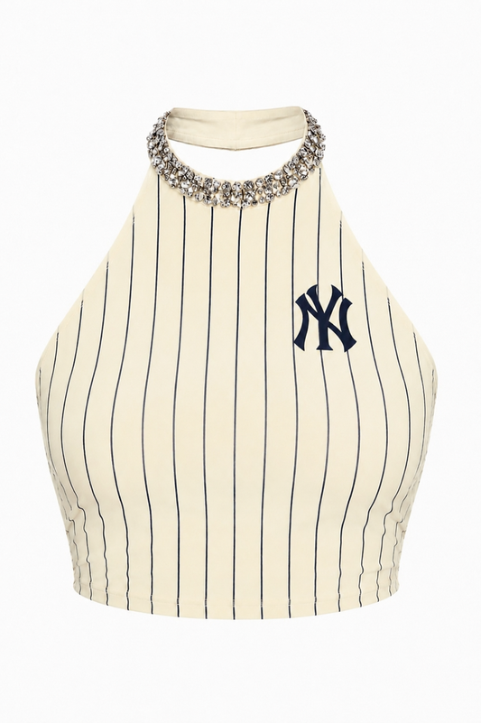 Reworked Yankees Crystal Halter Top