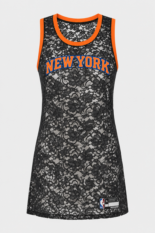 The Champions Jersey Dress - Black Lace