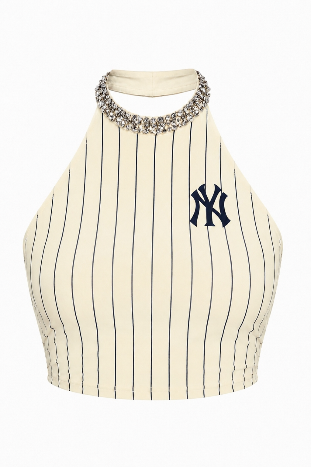 Reworked Yankees Crystal Halter Top